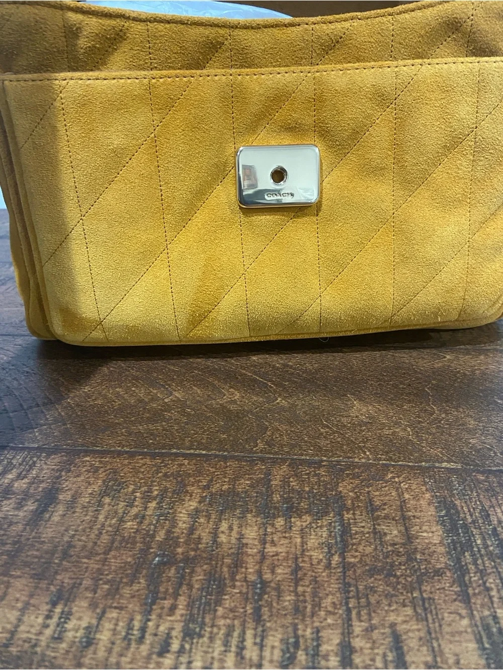 Coach Quilted Elodie Chain Shoulder Crossbody Bag- Marigold Suede